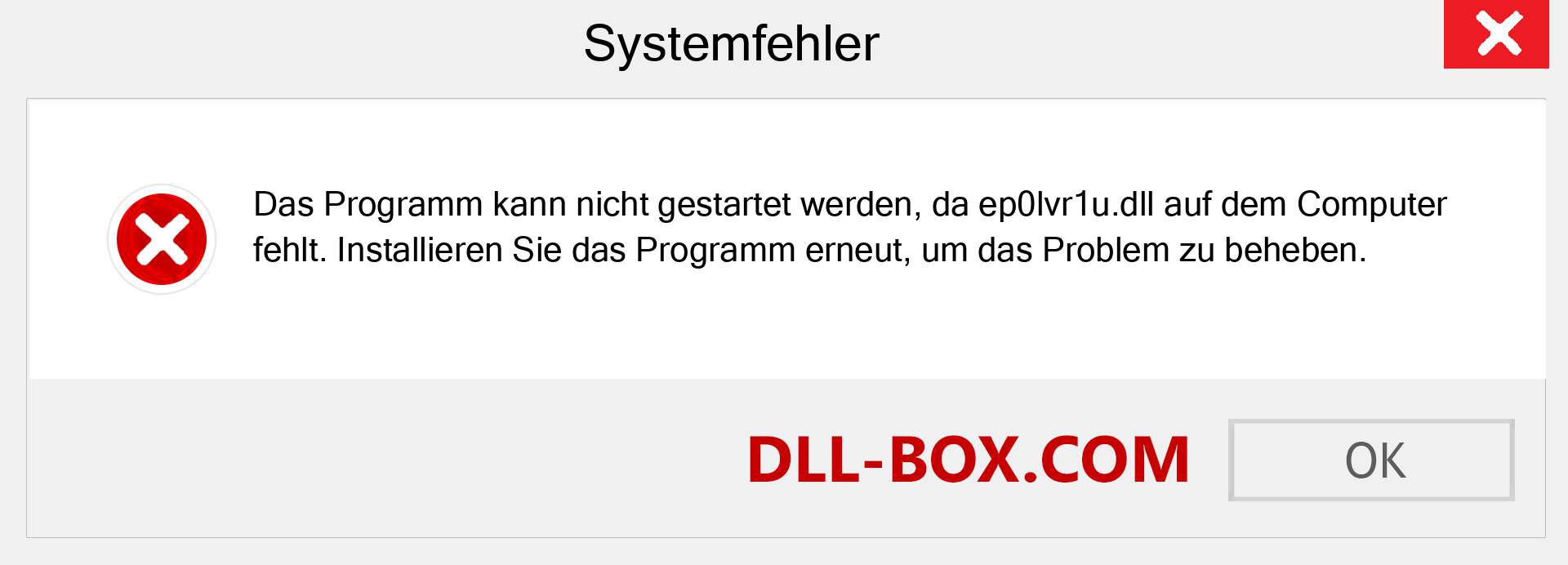 ep0lvr1u.dll-Datei fehlt?. Download für Windows 7, 8, 10 - Fix ep0lvr1u dll Missing Error unter Windows, Fotos, Bildern