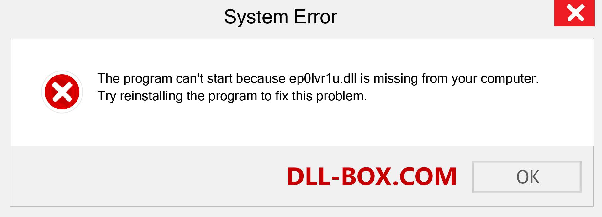  ep0lvr1u.dll file is missing?. Download for Windows 7, 8, 10 - Fix  ep0lvr1u dll Missing Error on Windows, photos, images